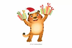 Funny Christmas Santa Tiger, New Year 2022 clipart Product Image 2
