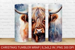 Christmas Highland Cow | Christmas Tumbler Sublimation Product Image 1
