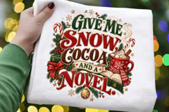Give Me Snow Cocoa and a Novel PNG,Christmas Hot Cocoa Books Product Image 4