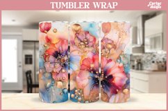 Flower Tumbler Sublimation Wrap | Alcohol Ink Tumbler Wrap Product Image 5