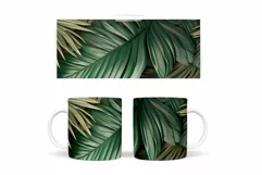 Tropical Leaves Mug Sublimation. Palm Leaves Mug Wrap Design Product Image 2