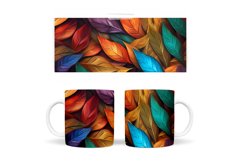3D Leaves Mug Wrap Design. Leaves Mug Wrap Sublimation Product Image 2