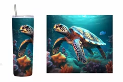 3D Turtle Tumbler Wrap Design. 3D Turtle Tumbler Sublimation Product Image 2
