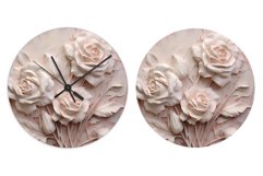 3D Rose Clock Sublimation. Rose Plaster Round Clock Design Product Image 2