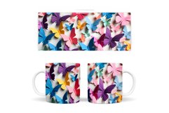 3D Butterflies Mug Wrap Sublimation. 3D Butterfly Mug Wrap Product Image 2