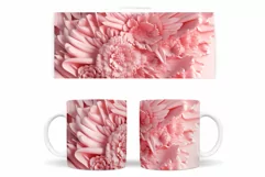 3D Flowers Mug Wrap Design. 3D Flowers pink Mug Sublimation Product Image 2