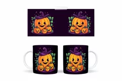 Cute Halloween Pumpkin Mug. Halloween Mug Wrap Sublimation Product Image 2