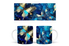 Butterflies Glitter Mug Design. Butterflies Mug Sublimation Product Image 2