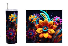 3D Flowers Tumbler design. 3D Flowers Tumbler Sublimation Product Image 2