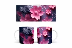 3D Flowers Mug Wrap Design. Paper Flowers Mug Sublimation Product Image 2