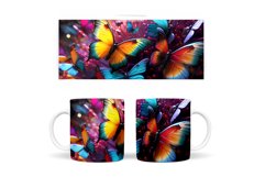 3D Butterflies Mug Sublimation. 3D Butterflies Mug Wrap Product Image 2