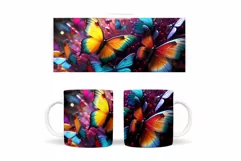 3D Butterflies Mug Sublimation. 3D Butterflies Mug Wrap Product Image 2
