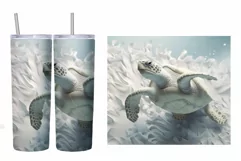 3D White Turtle Tumbler. 3D Turtle Tumbler Sublimation Product Image 2