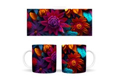 3D Flowers Mug Design. 3D Flowers Mug Wrap Sublimation Product Image 2