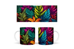 3D Tropical Leaves Mug Wrap. Tropical Leaves Mug Sublimation Product Image 2