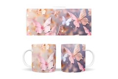 3D Butterflies Mug Sublimation. 3D Butterflies Mug Design Product Image 2