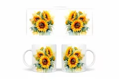 Sunflower Mug Wrap Design. Sunflower Watercolor Mug Wrap Product Image 2