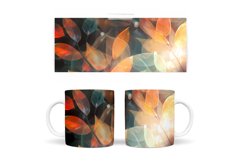 3D Leaves Mug Sublimation. Fall Leaves Mug Wrap Design Product Image 2