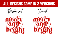 4 Retro Christmas Svg, Festive Holiday Quote, Merry &amp; Bright Product Image 2