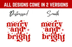 4 Retro Christmas Svg, Festive Holiday Quote, Merry & Bright Product Image 2
