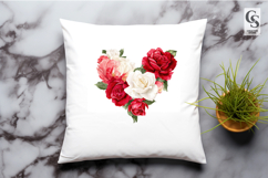 Watercolor Rose Heart Wreath Clipart Sublimation PNG Product Image 3