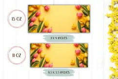 Spring Flowers Mug Wrap, Floral Mug, Pink Tulips PNG Product Image 2