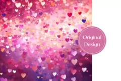 Love Hearts Tumbler Wrap, Glitter Tumbler Sublimation Design Product Image 2