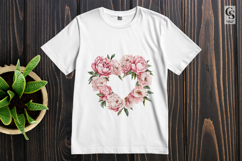 Pink Peony Heart Floral Clipart Sublimation PNG Product Image 3