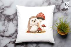 Cute Hedgehog with Mushroom Clipart Sublimation PNG Product Image 2