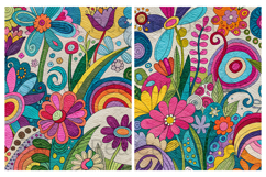 Mixed Media, Drawn Flowers, Colorful, Papers, Junk Journal Product Image 2