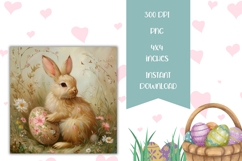 Floral Easter Square Coaster Designs, Easter Bunny PNG Product Image 2