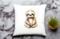 Cute Sloth Watercolor Jungle Animal Clipart Sublimation PNG Product Image 2