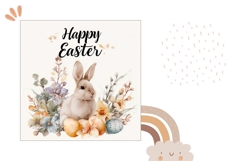 Happy Easter Pillow Print, Cute Flowers Pillow Template Product Image 2