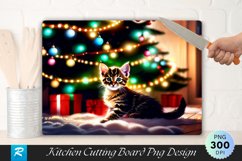Tabby Kitten with Antlers Under Cutting Board Sublimation Product Image 1
