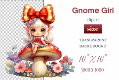 Watercolor Cute Gnome Girl | Sublimation Design Clipart Png Product Image 2