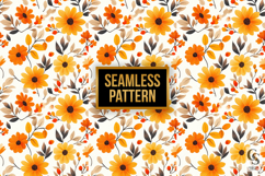 Autumn Poppy Floral Digital Paper Product Image 2