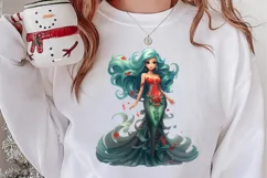 Christmas Mermaid Clipart Sublimation, Christmas PNG Product Image 2
