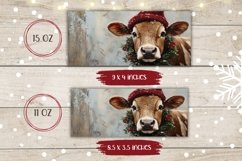 Christmas Cow Mug Wrap, Winter Coffee Mug Design Product Image 2