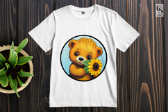 Cute Bear Sunflower Clipart Sublimation PNG Product Image 2