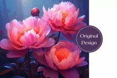 Peony Flowers Tumbler Sublimation, Peony Sublimation PNG Product Image 2