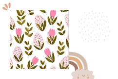 Pink Tulips Pillow Case, Colorful Flowers Pillow Design Product Image 2