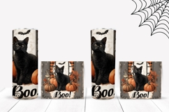 Boo Halloween Tumbler, Halloween Black Cat Tumbler Wrap Product Image 2