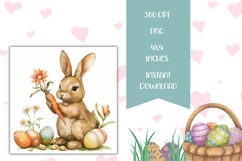 Vintage Easter Bunny Square Coasters, Vintage Bunny PNG Product Image 2