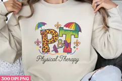 PT Physical Therapy PNG, Mardi Gras Sublimation PNG Product Image 1