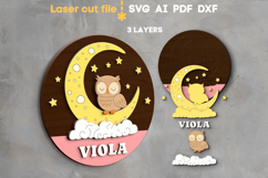 Owl Baby Name Sign SVG laser cut file for Glowforge Product Image 2