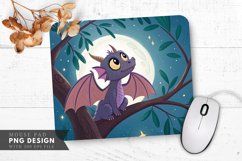 Cute Dragon in Moonlight Mouse Pad PNG Design Product Image 1
