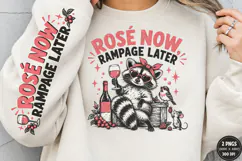 Rosé Now Front Sleeve PNG, Raccoon Wine Sleeve Shirt Design, Product Image 2
