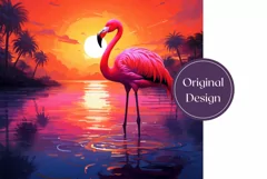 Flamingo Tumbler Wrap Design, Tropical Sublimation Product Image 2