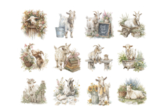 Watercolor Goat Clipart PNG Set Product Image 2