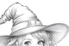 Halloween coloring page for adults. Coloring book witch Product Image 2